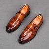 New Men's Alligator Pattern Monk Strap Loafers Pointed Slip On Business Flats Shoes Designer Homecoming Wedding Dress Footwear