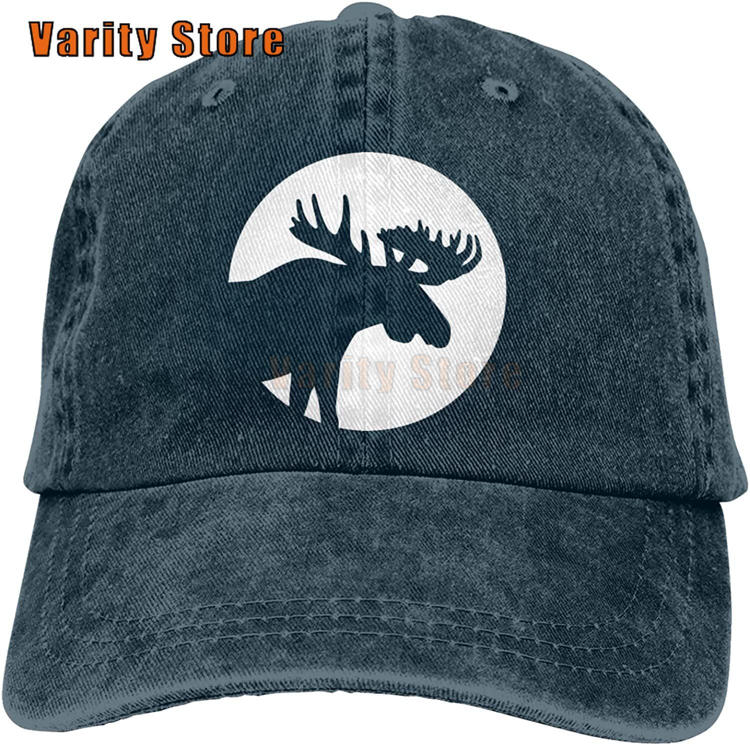 

Linzsfe Унисекс Бейсбольная кепка Moon Scene с Moose Регулируемая шляпа Джинсовая регулируемая шляпа для папы Ковбойские кепки One Size