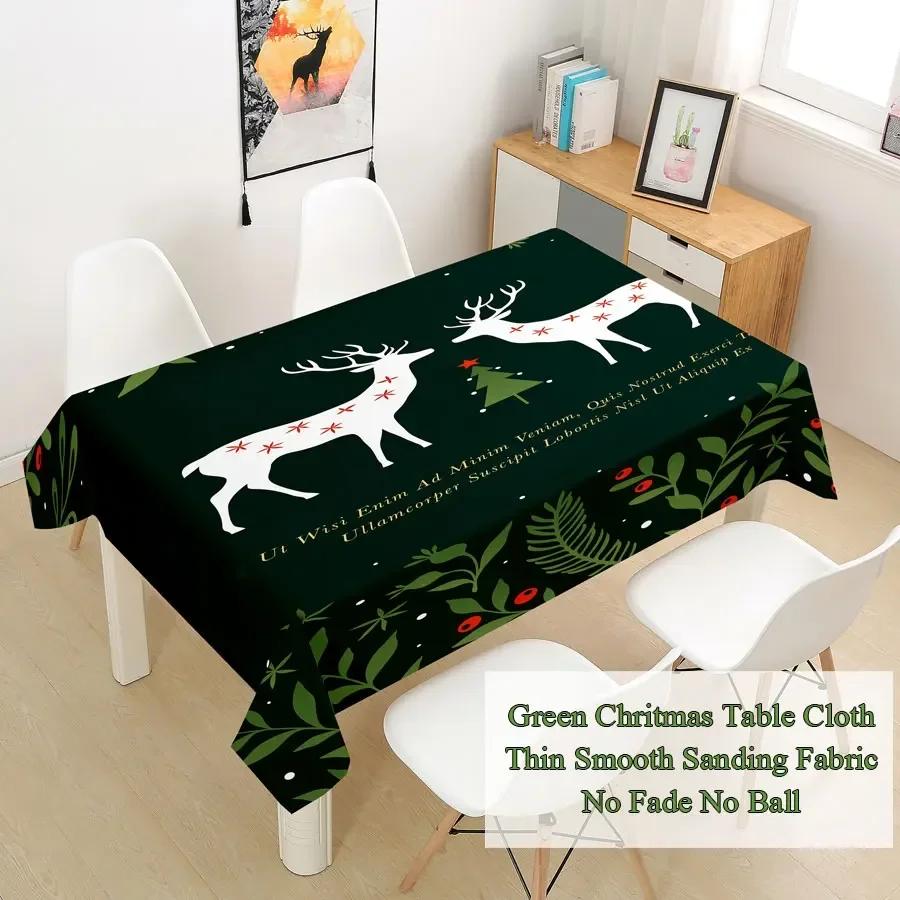 Rectangular Green Christmas Table Cloth Cover Party Tablecloth For Dining Tables Decoration Coffee Manteles Para Fiesta
