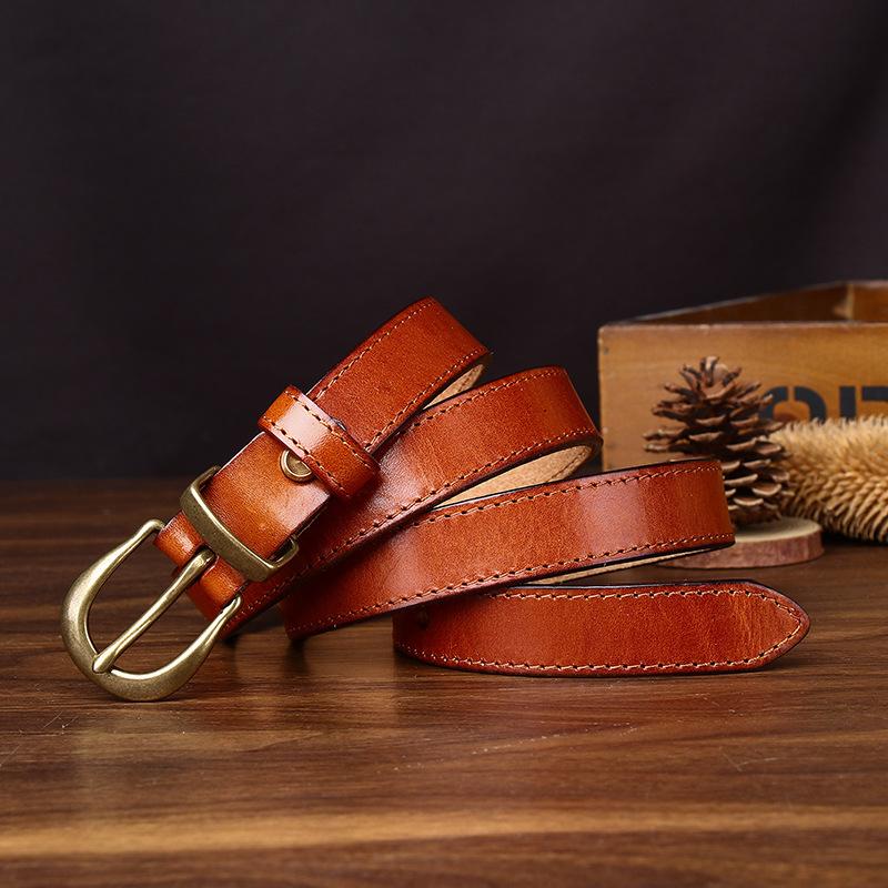 Leather Internet Celebrity Style Belt Female Korean Version Trend Versatile Personality Retro Pin Buckle First Layer Cowhide Jeans Belt Female
