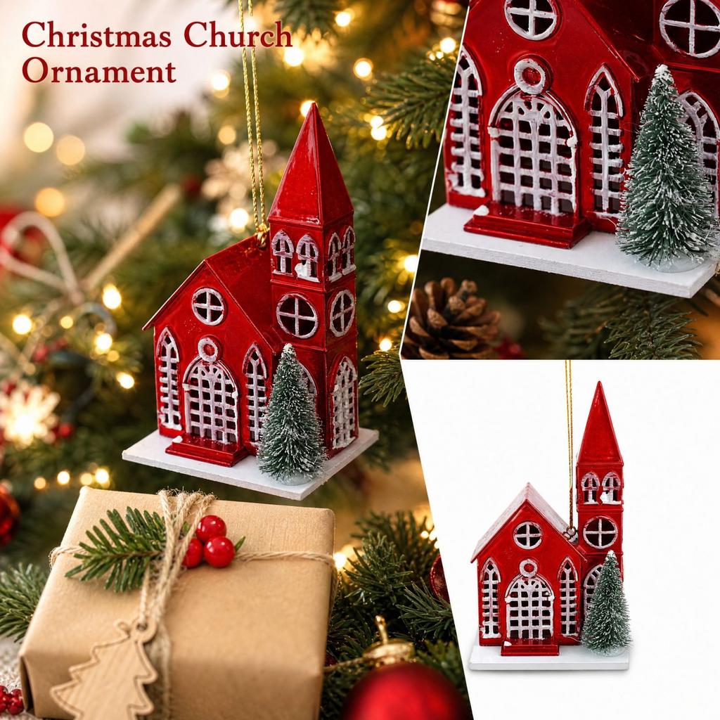 Christmas Plastic Hanging Ornaments, Assorted, Hat, Dog, Camera and Pointed House Shapes, Festive Holiday Tree Decorations