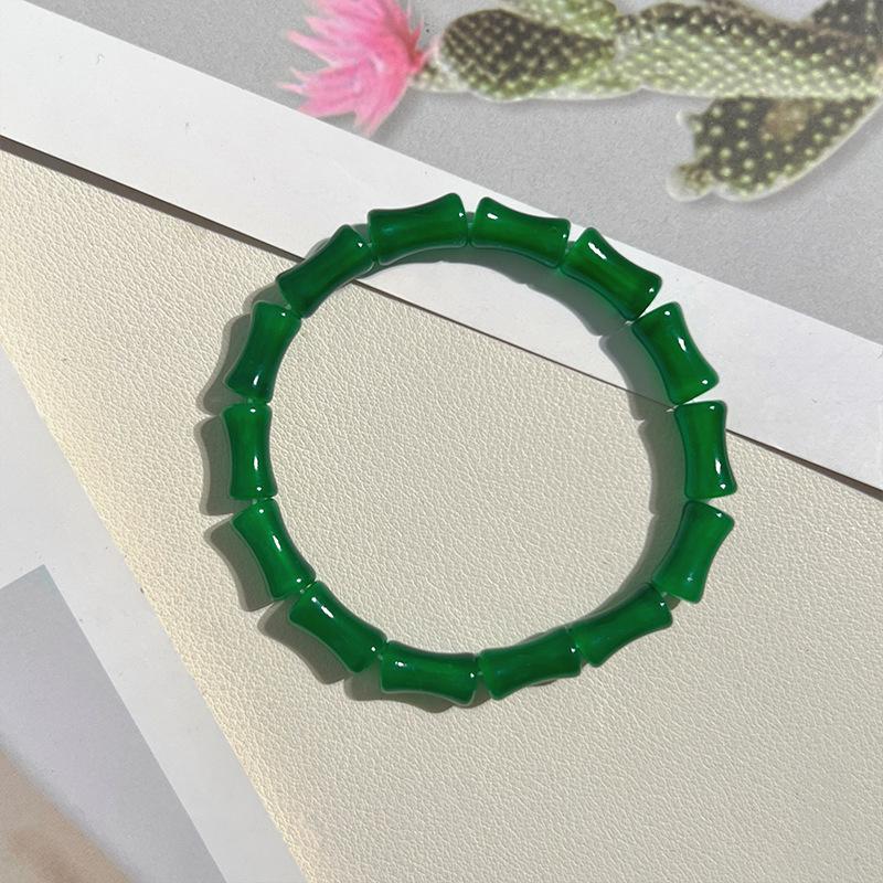 Original Design Imitation Jade Emerald Green Bracelet Women'S Section High-Rise Bracelet Street Stall High-Grade Natural Bracelet