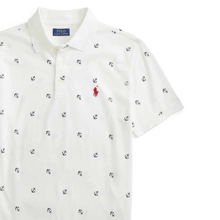 Polo Ralph Lauren SS25 Small Pony Logo Embroidered Nautical Print Short Sleeve Polo Shirt Men Tops MNPOKNI1N821190-100