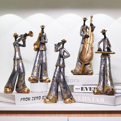 Vintage Music Saxophone Bookcase Ornament Band Character Miniature Figurine Craft Home Decor Accessory
