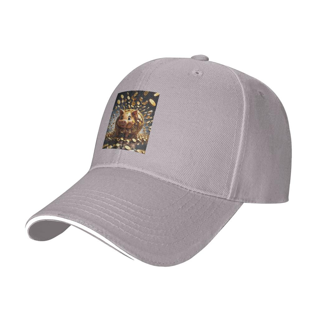 Gold coins flying cute golden piggybank Cap Casual Baseball Caps Adjustable Hat Hip Hop Summer Unisex Baseball Hats Customizable