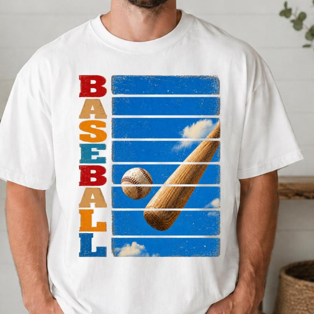 Retro Baseball Shirt, Baseball Bat and Ball T-Shirt, Baseball Women Tee, Baseball Fan Shirt, Game Day Shirt for Men
