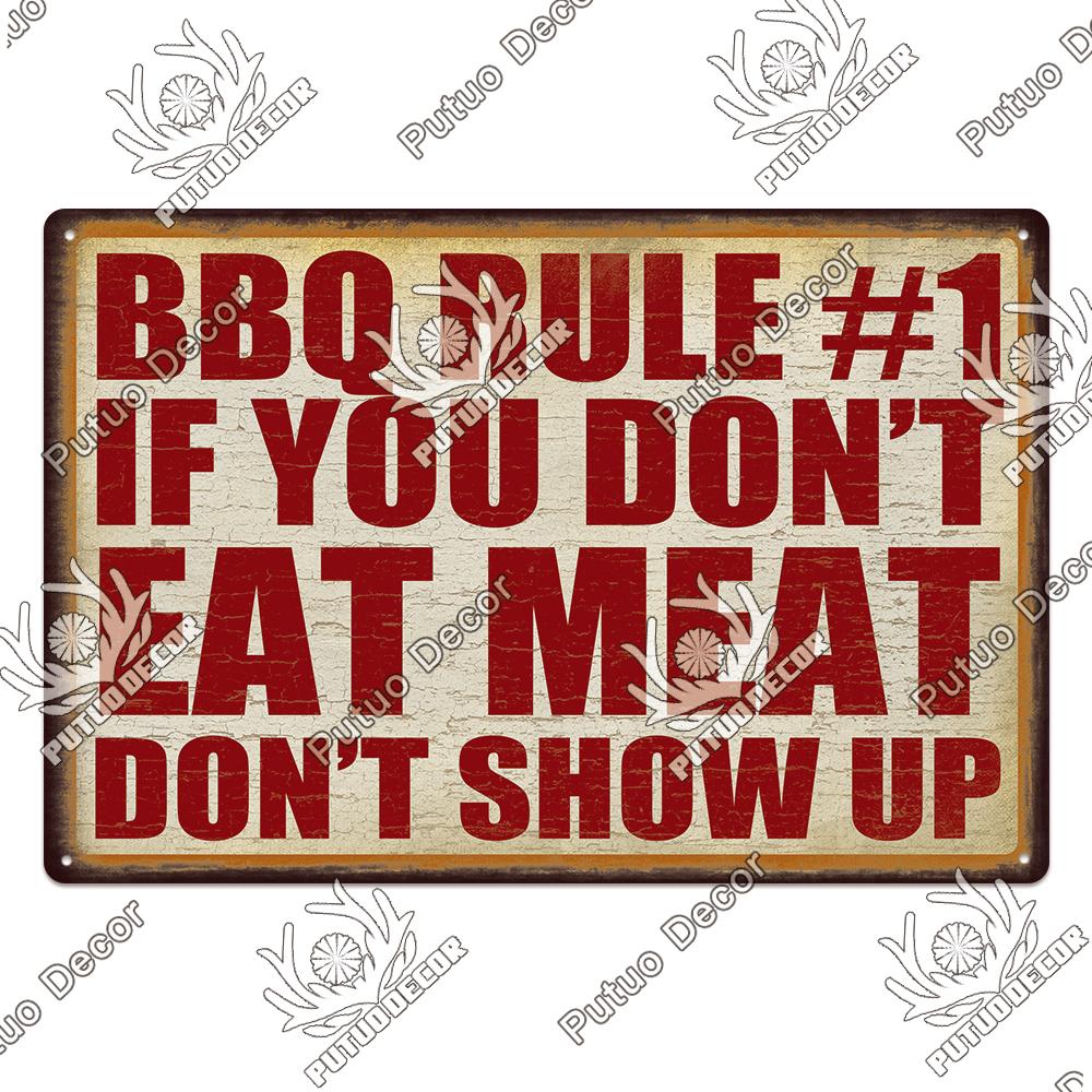 Putuo Decor BBQ Metal Sign Tin Plaque Vintage Metal Signs Iron Painting for Barbecue Bar Pub Kitchen Party Zone Wall Decor
