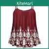 Elegant Women Print Loose Casual Summer Pleated Flowy Sleeveless Camisole Tank Tops