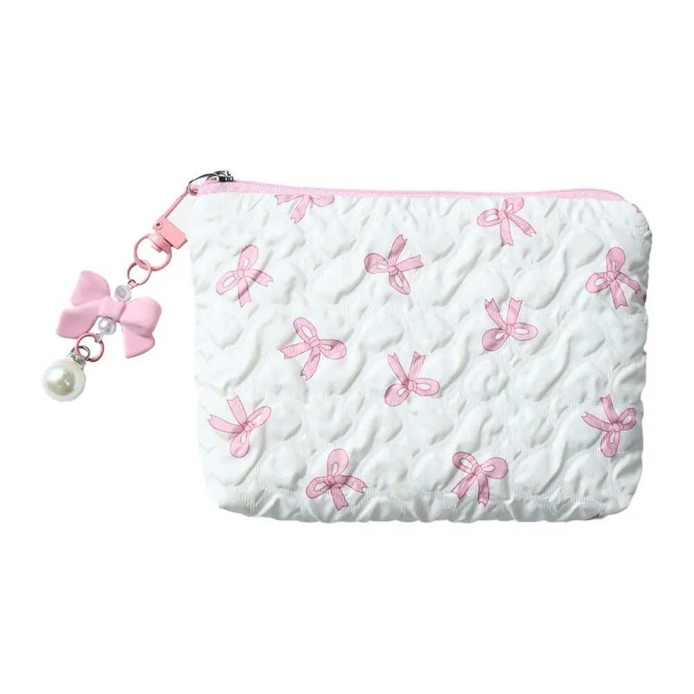 Bow Mini Makeup Bag Women's Makeup Bag Travel Washroom Bag Cute Coin Purse Lightweight Lipstick Pouch Embossed Storage Bag