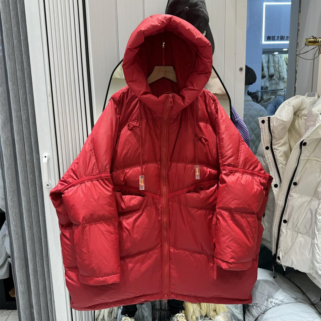 Women's White Duck Down Jacket Autumn Winter Hooded Warm Oversize Puffer Coat Casual Loose Thick Parkas Female Outwear