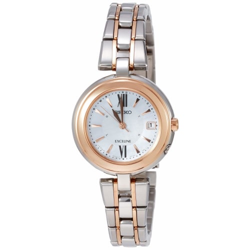 

EXCELINE Women s Solar-Powered Radio-Controlled Titanium Watch with Mother-of-Pearl Dial and 10 ATM Water Resistance (SWCW134)