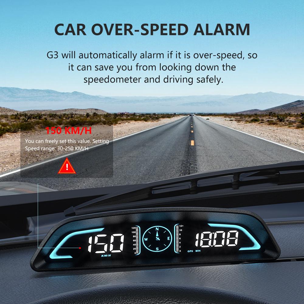 WYOBD G3 GPS HUD Bordzeitanzeige Tacho Head-up-Display Auto Reisezubehör geeignet für alle