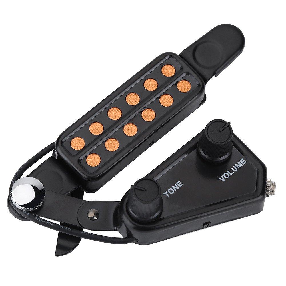 Guitar Soundhole Pickup, Acoustic Guitar Amplifier, Acoustic Guitar Pickup Transducer with Tone & Volume Controller, Easy Installation, Sound