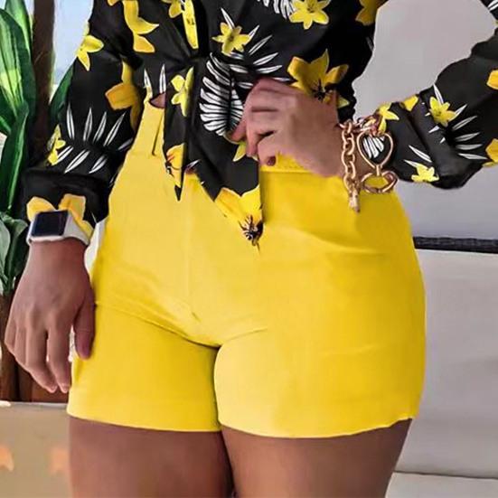 Summer Office Lady Shorts High Waist Solid Color Back Zipper Skinny Hot Pants for Daily Life