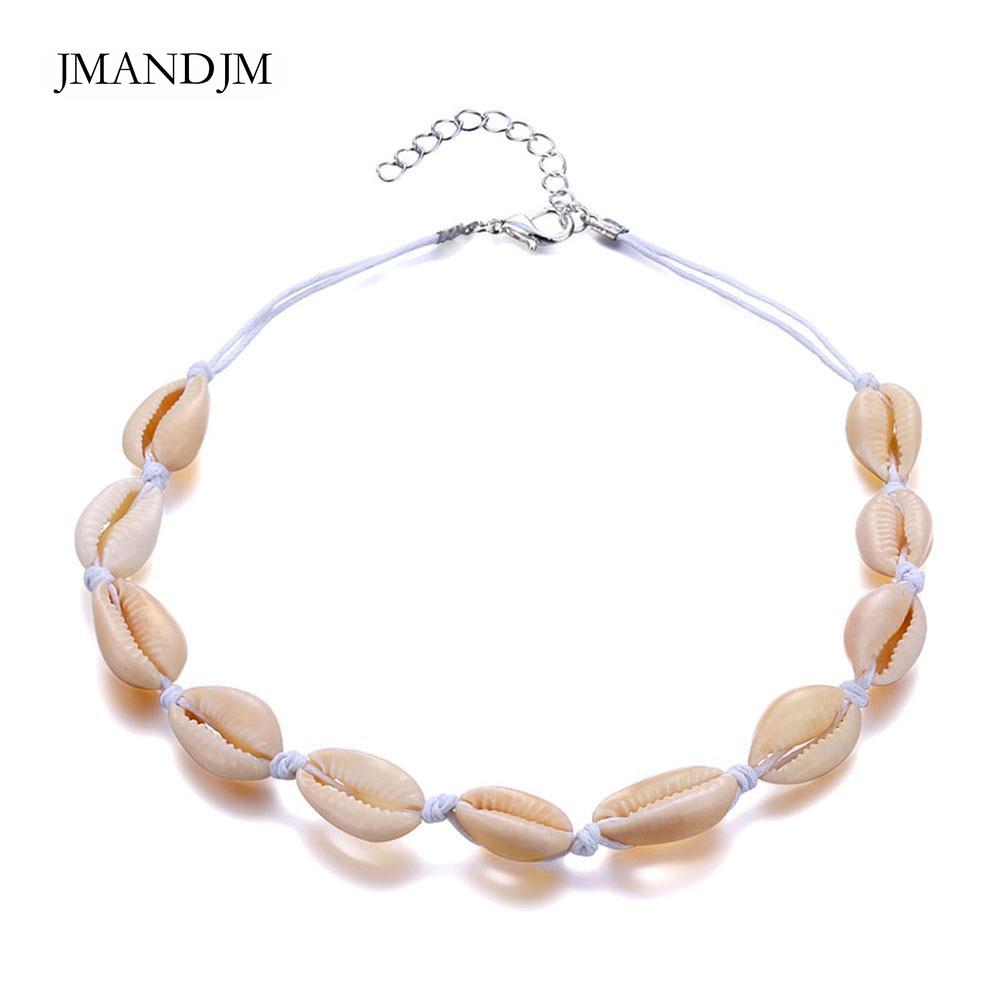 Nový módní černý řetízkový řetízek z přírodních mušlí obojek Náhrdelník z mušlí na léto