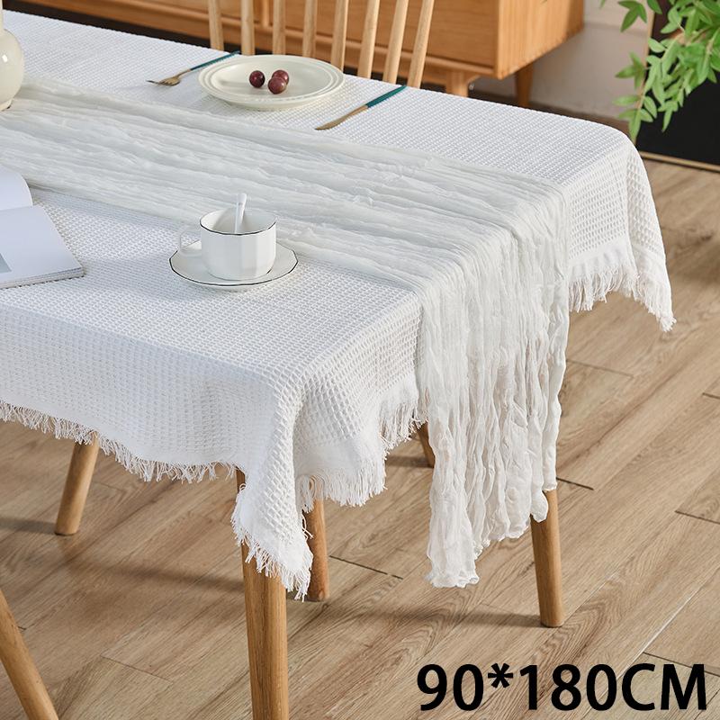Cheesecloth Table Runner Gauze Tablecloth Semi-Sheer Crinkle Table Cover Boho-style table runner 180*90/90*340cm