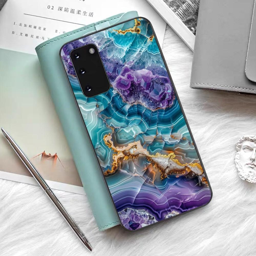 Marble Agate Pattern Phone Case Silicone PC+TPU For Samsung S10 20 30 22 23 24 Plus Lite Ultra Cover