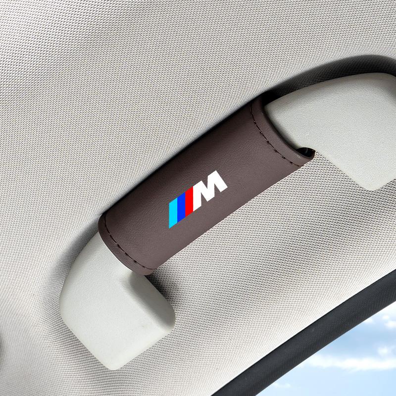 AAAPX1 Car Roof Armrest Inner Door Pull Handle Protection Case Suede Cover For BMW M LOGO Leather1 3 5 7 Series X1 X3 X5 X6 M Sports