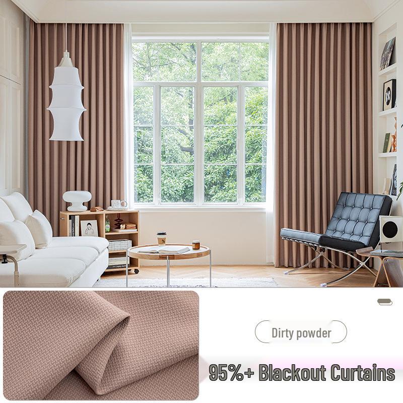 2025 Dual-Sided Blackout Curtains - Rice Grain & Pea Cotton for Living Room, Bedroom, Balcony