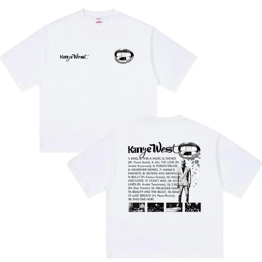Kanye West 2026 Tour Album Grafica T-shirt Unisex Moda Vintage Cotone Largo Y2K Hip Hop Streetwear Donna E Unisex T-shirt