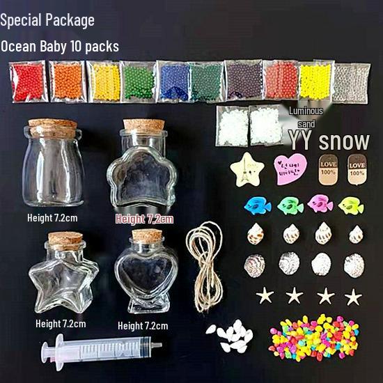 Набор «Радужный Океан и Звездное Небо» для изготовления бутылки желаний своими руками, с гидрогелевыми шариками и пробкой из коряги