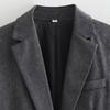 Women Fashion with Pockets Grey Single Button Blazer Vintage Notched Neck Long Sleeves Female Chic Lady
