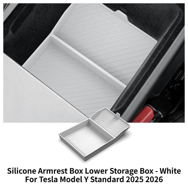 For Tesla Model Y Standard RWD 2026 Armrest Box Storage Box Center Armrest Box Bottom Storage Box Organizer Tray Car Accessories