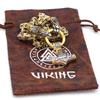 Men's Gold Viking Dragon Head Steel Thor's Hammer Necklace