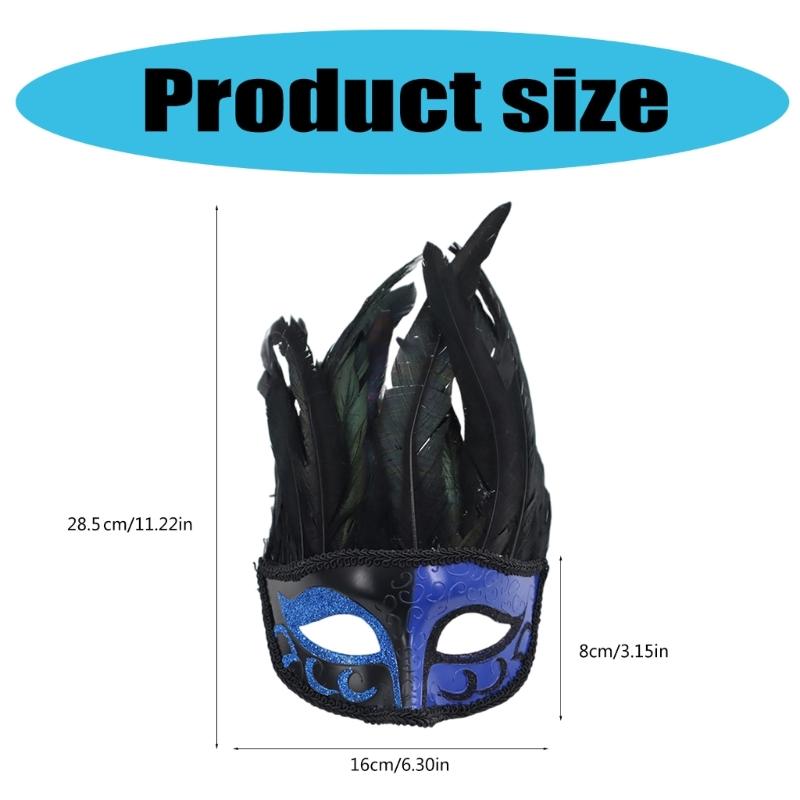 Feathered Masquerade Mask for Women Men Halloween Masquerade Cosplay Mask Half Face Mask Halloween Mask