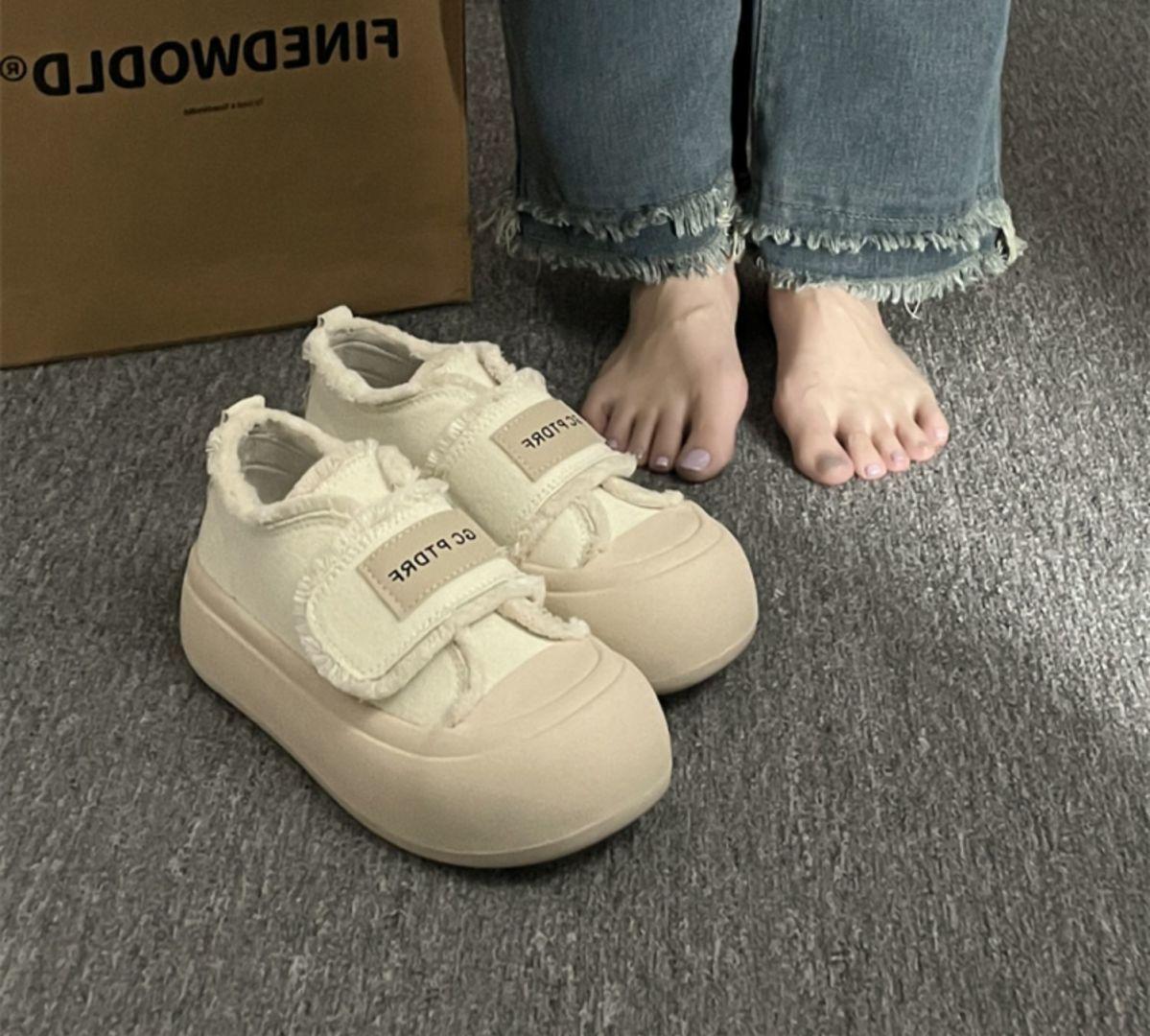 

холщовые женские туфли на платформе, туфли с большой головой, дизайнерские нишевые ретро кеды, летние белые туфли 40