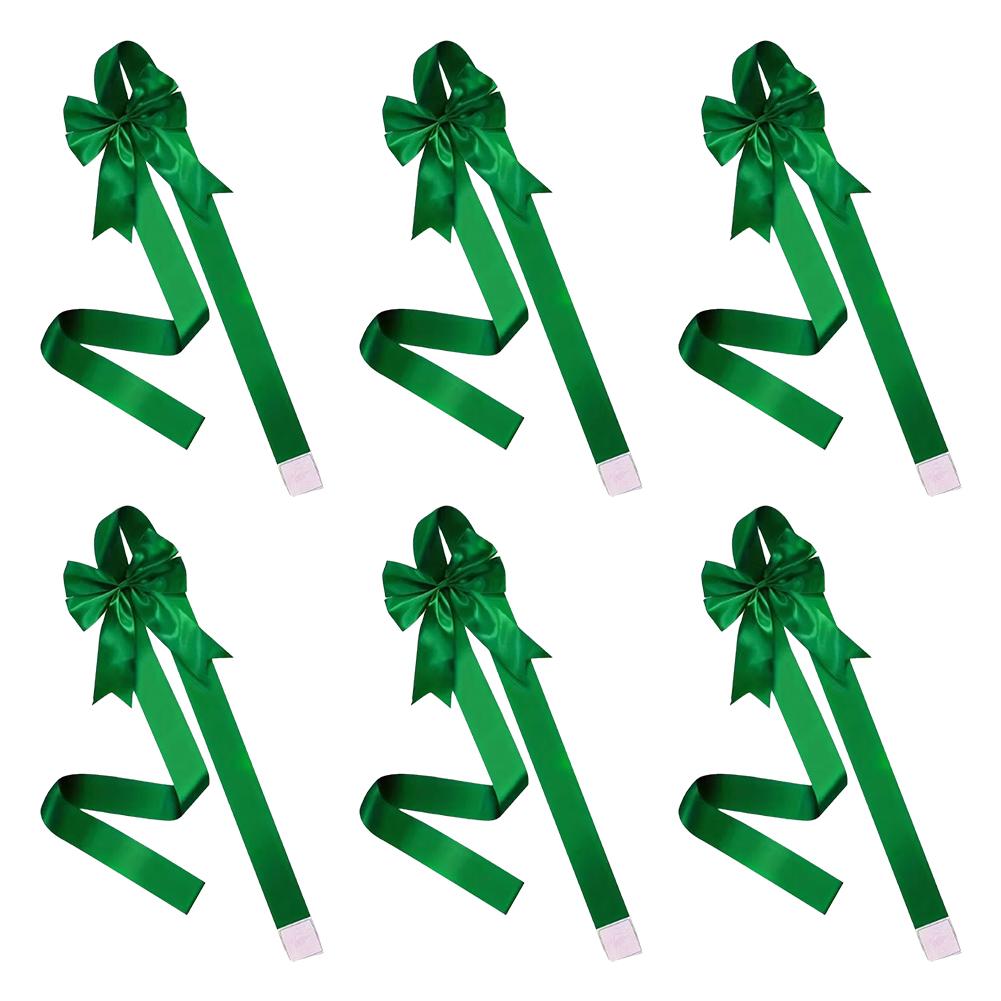 

6 PCS Large Velvety Red/Green Satin Bow Ribbon For Christmas Decoration Door Window Cabinet Gift Wrapping Festive Party Supplies Other зелений