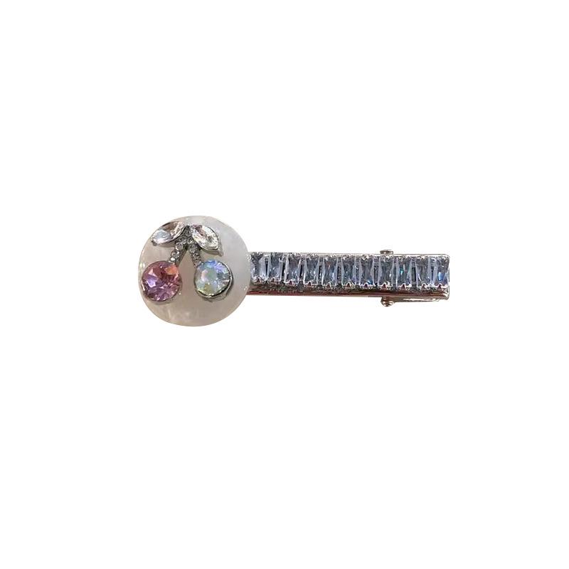 Charming Cherry Diamond Duckbill Hair Clip - Sweet & Elegant Accessory