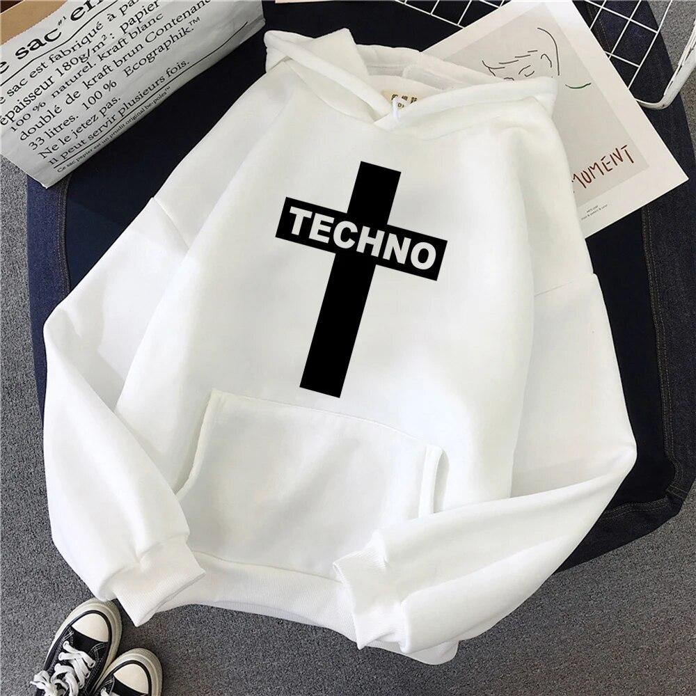 Techno Hoodies Damen ästhetische Vintage Grafik Winter Kapuzenshirt Damen Kawaii Hood Unisex