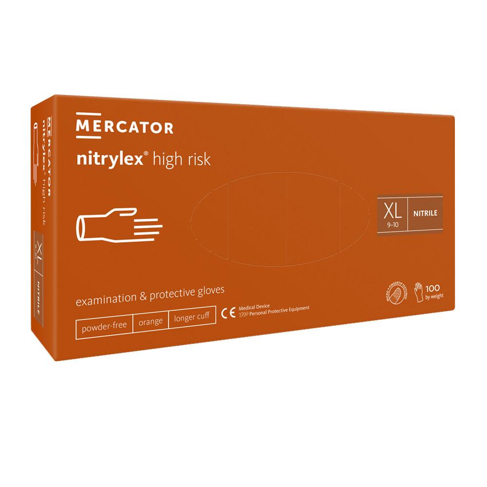 Mercator Nitrylex High Risk Orange Nitrile Gloves 100 Pcs