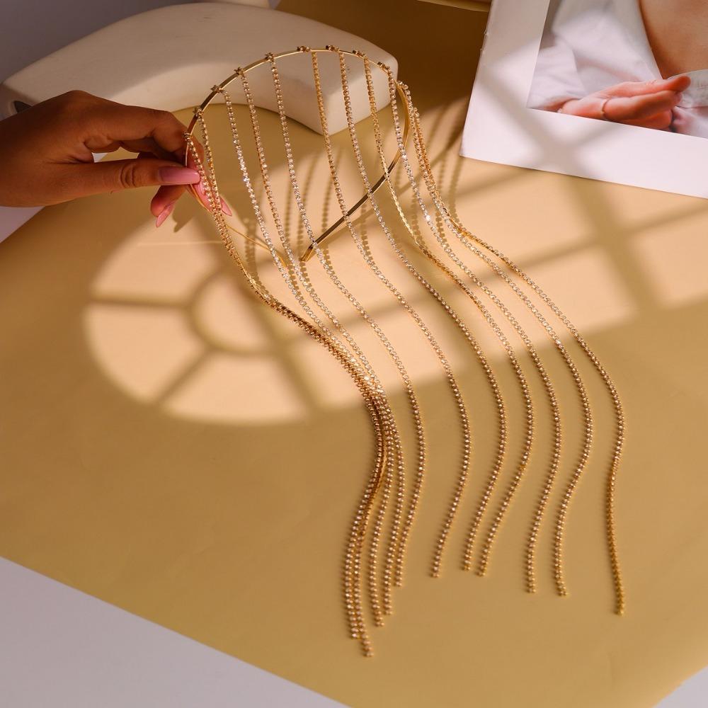 Luxury Hair Chain Shiny Headband Hair Clips Women Wedding Party Hair Accessories Jewelry