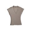 Damen V-Ausschnitt Kurzarm T-Shirt Slim Fit Einfarbig Basic Lässiges Tee Top