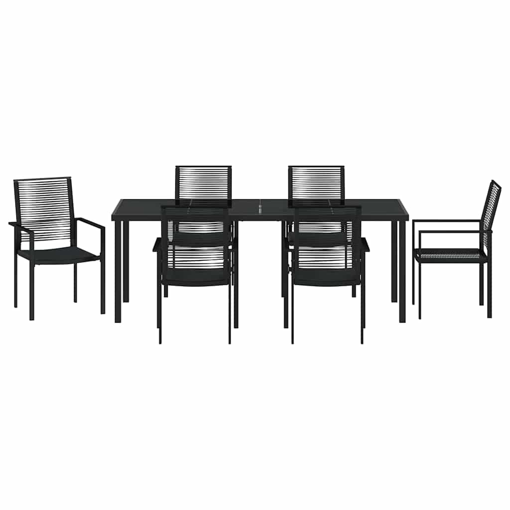 Garden Dining Set 7 pcs Black Powder Coated Steel