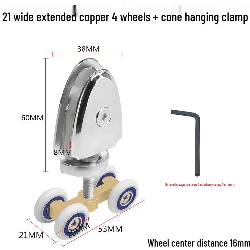 Glass Shower Sliding Door Wheel and Tapered Hanging Clip Pulley