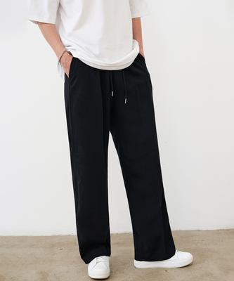 CREEDMENS Cooling Elastic Waist Wide Pants (Black)