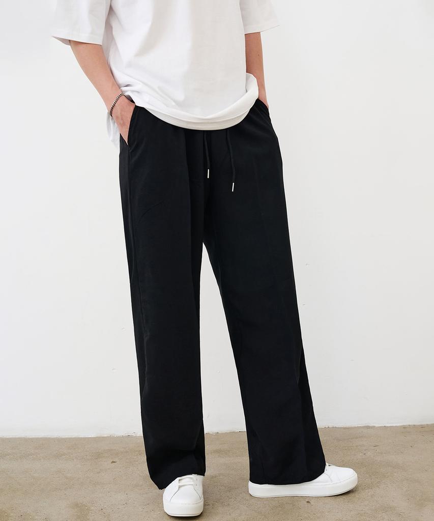 CREEDMENS Cooling Elastic Waist Wide Pants (Black)