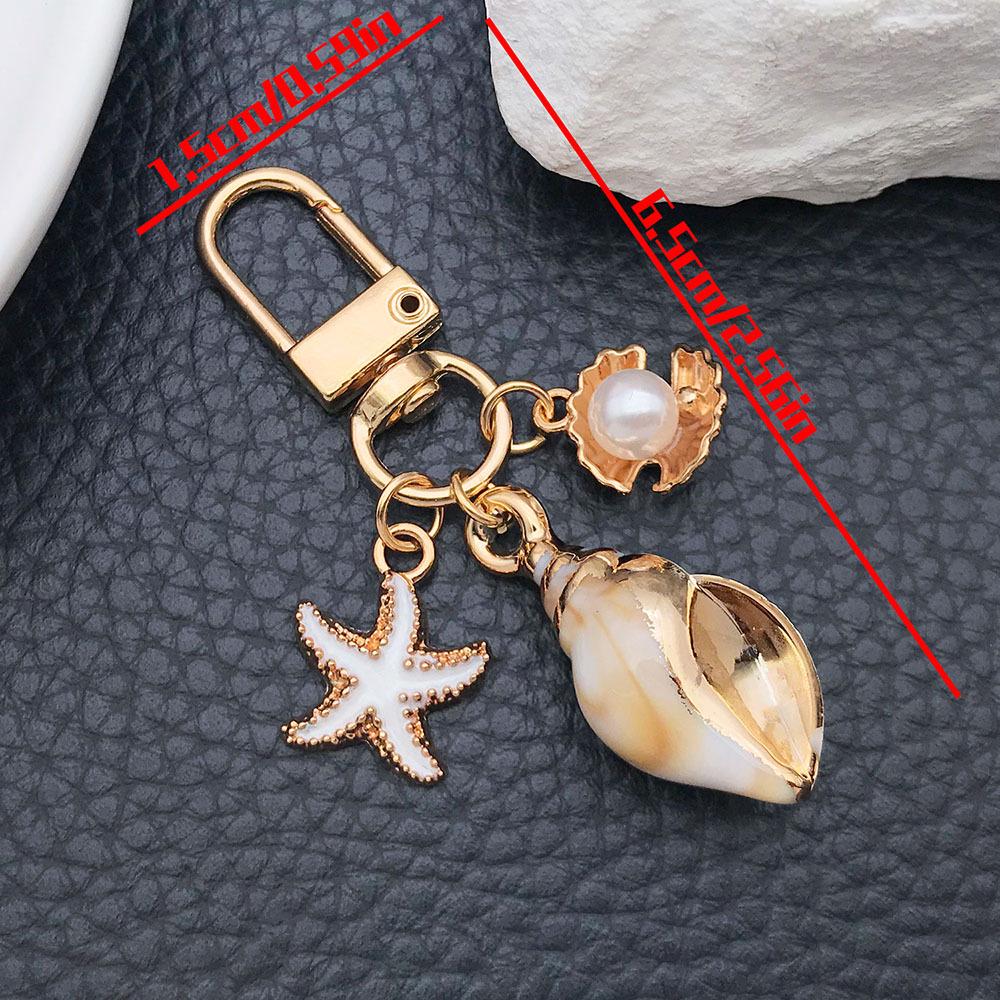European Seashell Starfish Pearl Keychain Pendant