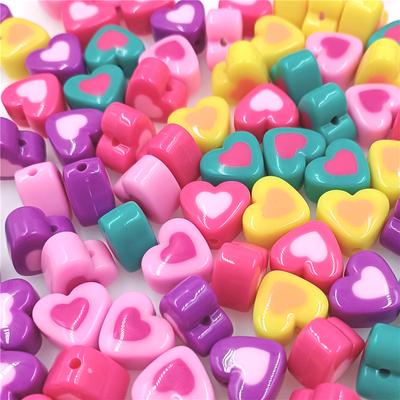 Home Party Supplies Fashion Beaded Material Jewelry Accessories 10pcs Love Loose Beads Bracelet Necklace Two-color Acrylic Baked Paint