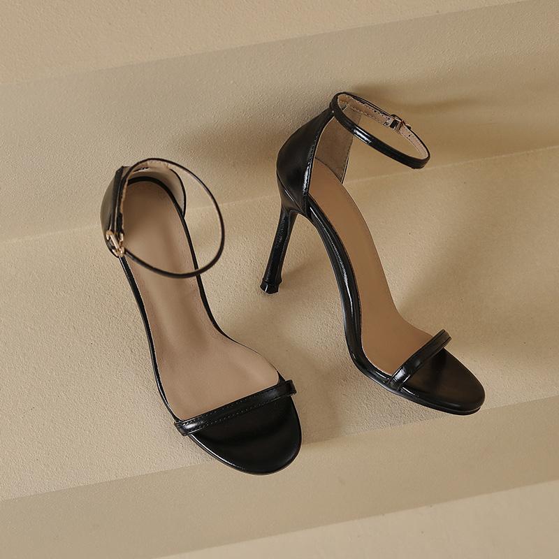 Women's High-heeled Sandals Summer New Simple and Versatile Thin-heeled Large-size Open-toed Sandals