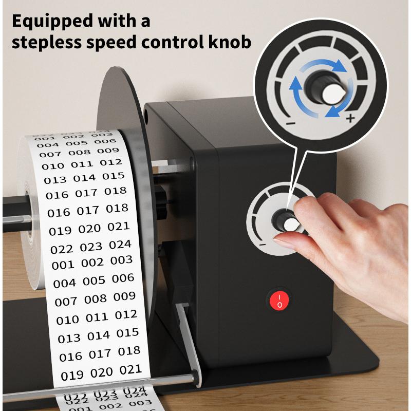 Automatic Label Rewinder 12V Self-Adhesive Barcode Paper Electric Label Rewinding Machine Label Spooler for Retail Food Labels