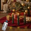 1/2/3/4Pcs Christmas Tree Candles with 3D Flame Waxy Flameless Taper Candles Flickering Window Candle for Mantels Dinner Parties