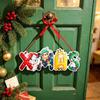 6 Set of Assorted Paper Christmas Door Hanging Decorations with Hanging Ribbons and Santa, Truck, Holiday Characters, and Sign Motifs