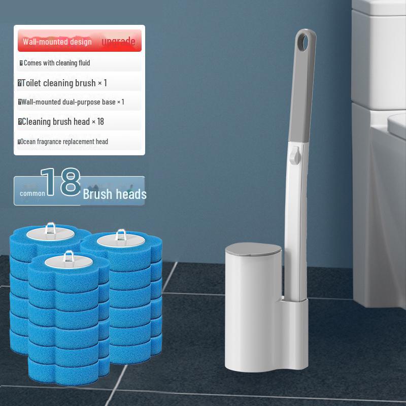 Engangs veggmontert toalettbørste for enkel utskifting og rengjøring uten vask