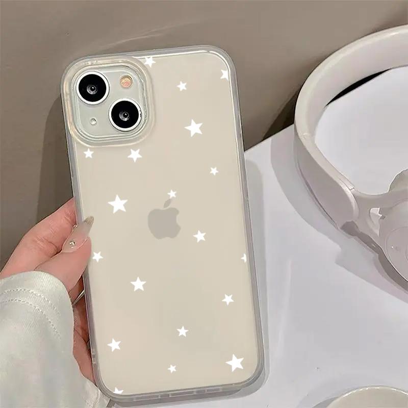 Simple White Star Creative Phone Case For IPhone 16 16E 15 14 13 12 11 Pro XS Max 7 8 Plus XR Luck Cover Case Funda Bumber