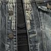 Herren Denimjacke Vintage Used Amerikanischer Stil Slim Fit Motorradjacke Arbeitskleidung Lässiger Mantel Frühling Herbst