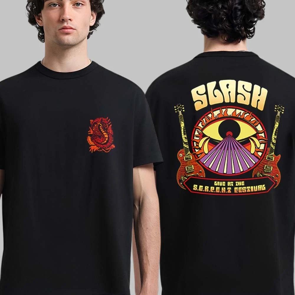 New Slash Live At The Serpent Festival 2025 Snake - Guitar Two Sided T-Shirt High-end Luxury Is for Both Men and Women Top Y2k S